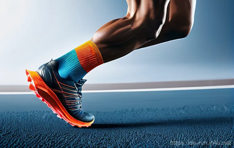 러닝 중 발걸음 유형 진단법 - **Dynamic Comparison of Running Foot Strikes:** A vibrant, realistic image capturing three diffe...