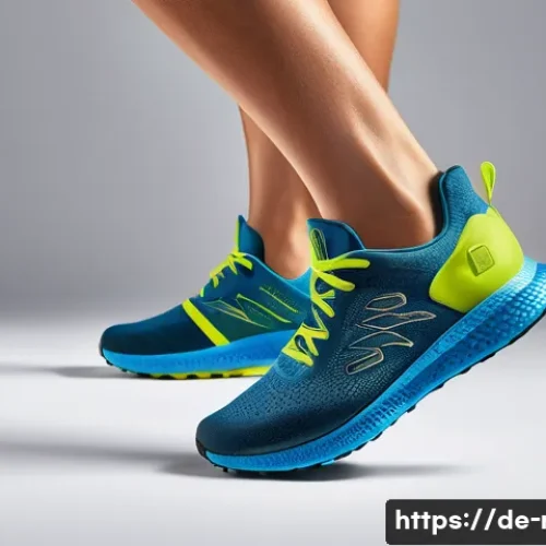러닝화 최신 트렌드 - A close-up, hyper-realistic image of a modern running shoe showcasing multi-layered midsoles made fr...