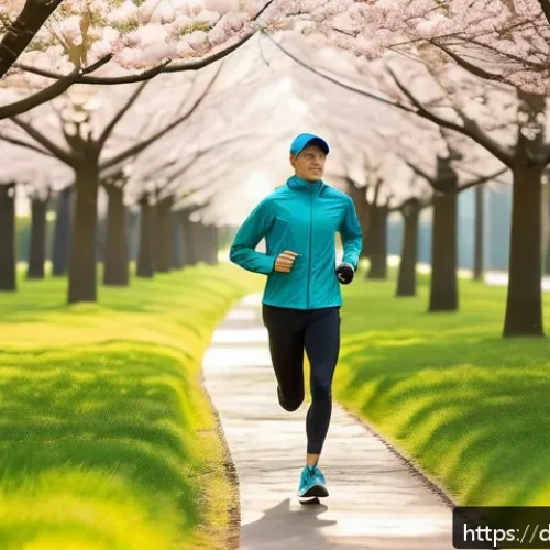 러닝 초보자 Q A 모음 - A young adult runner in a German urban park during springtime, wearing high-quality breathable runni...